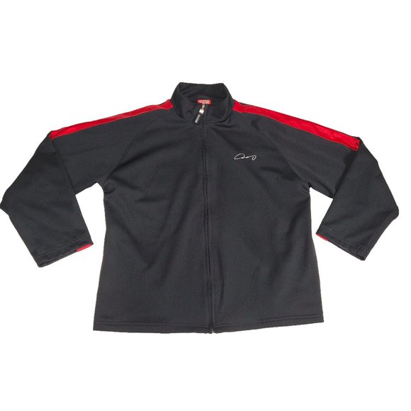 Oscar De La Hoya full zip warm up jacket men sz M Medium black red - Picture 1 of 9